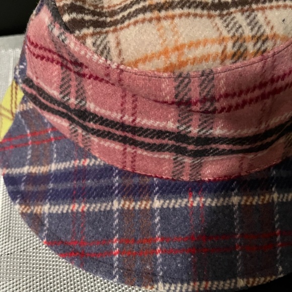 LELE SADOUGHI NWT AUTHENTIC MULTI-COLOR PLAID PATCHWORK FLANNEL BUCKET HAT - Picture 16 of 16